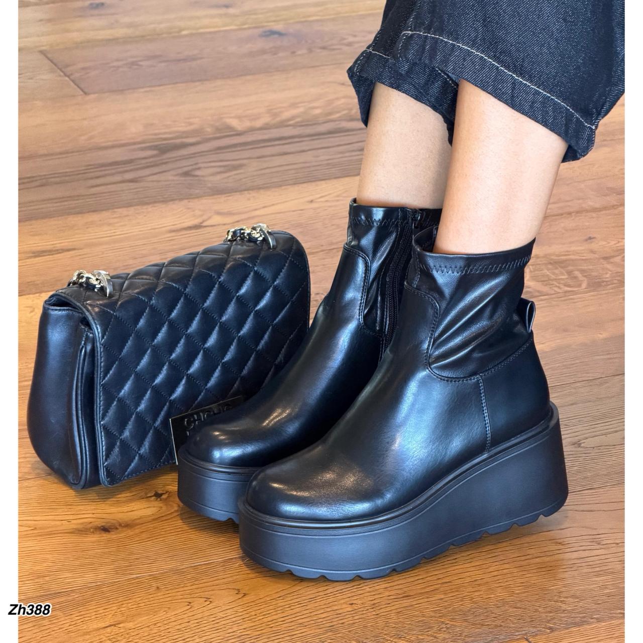 Botin negro plataforma 7cm 2P8B-AX2641-02 C-134